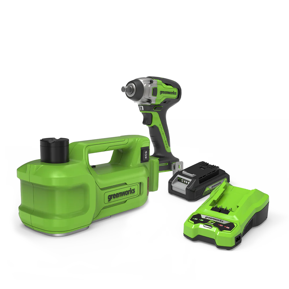 POWERALL 24V Set cambio gomme - Martinetto + Avvitatore a percussione 400Nm